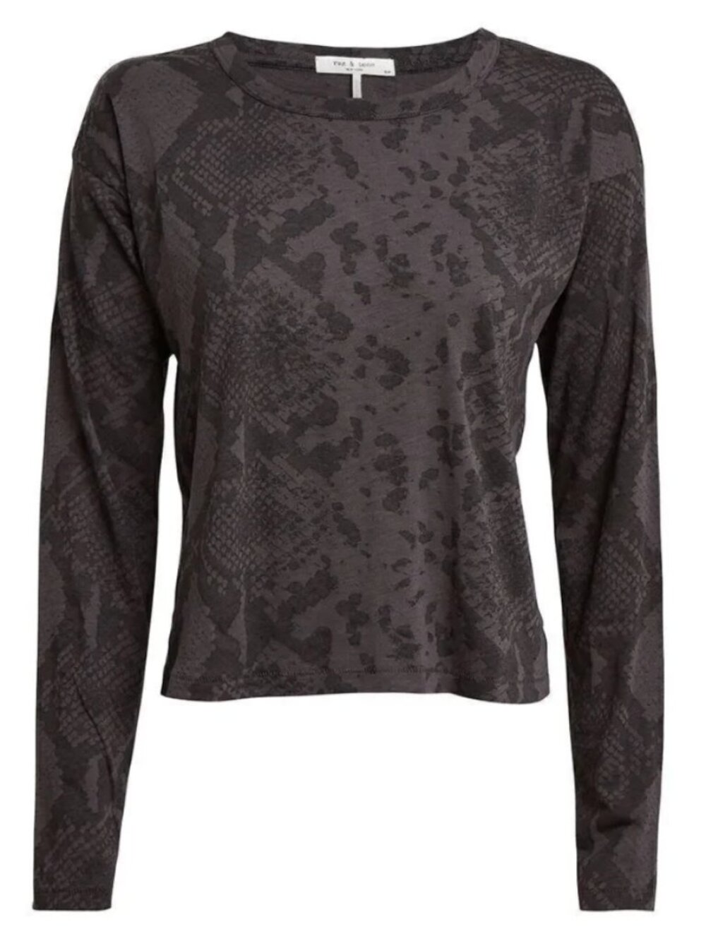 Rag & Bone Snake Print Long Sleeve Cropped Shirt